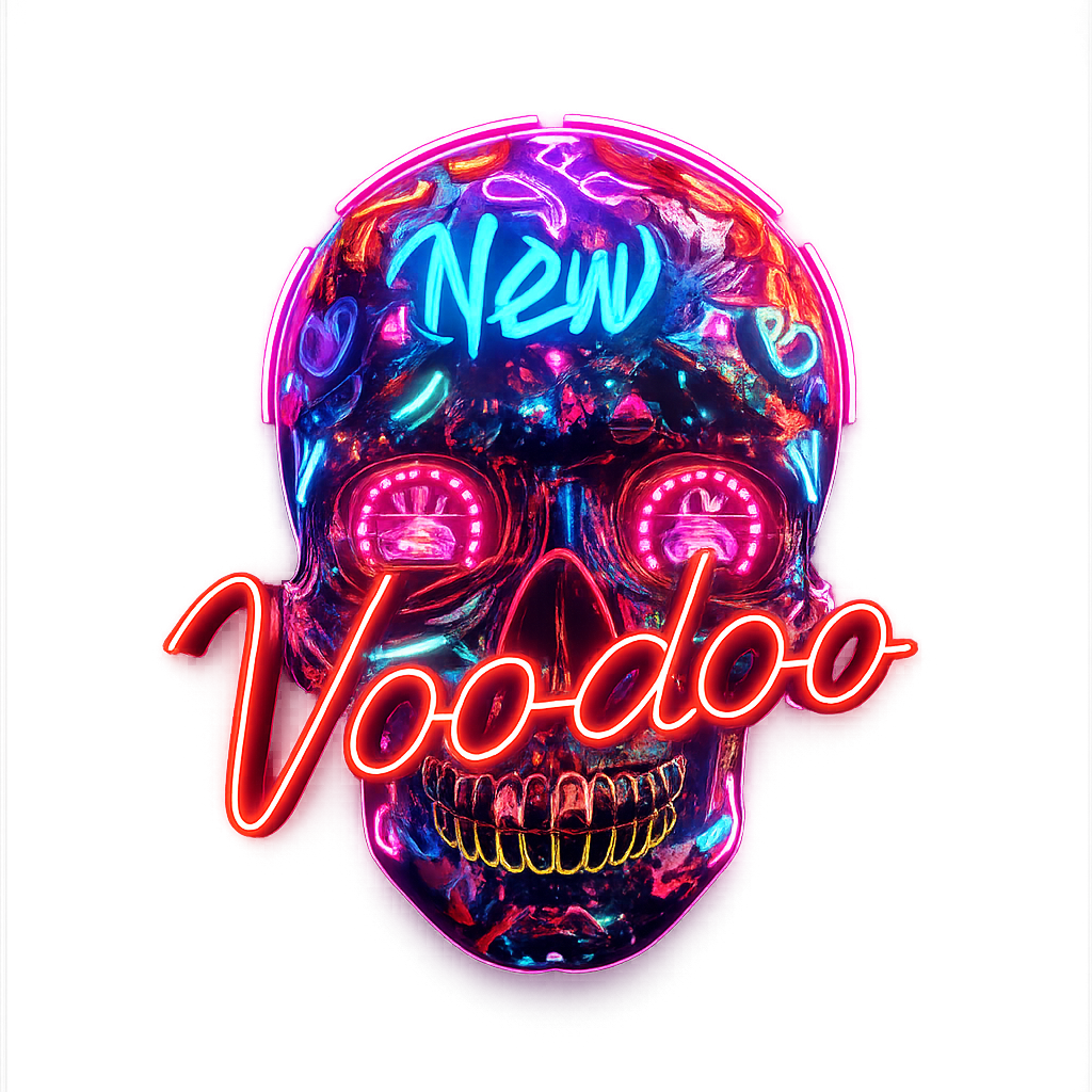 New Voodoo neon skull artwork